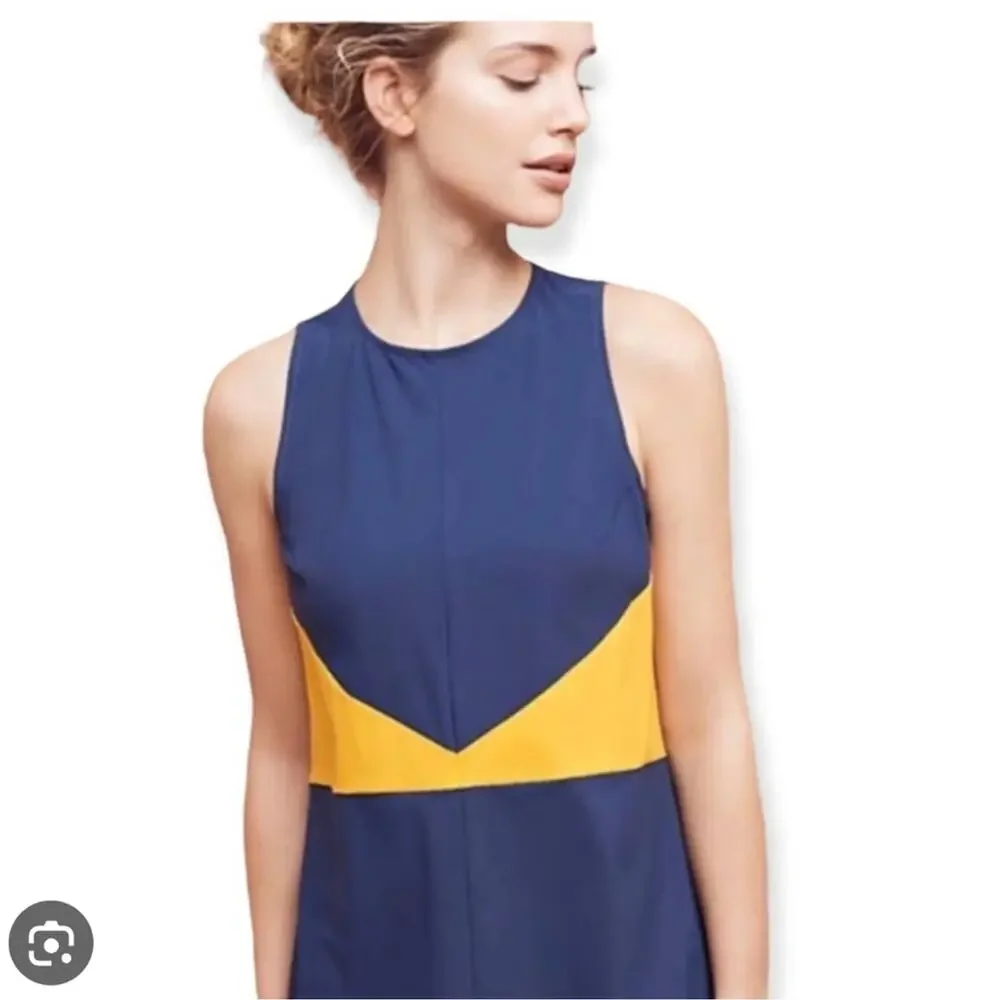 Flagpole Swim NYC Designer Colorblock Navy Yellow Beach Swim Dress Cover Up